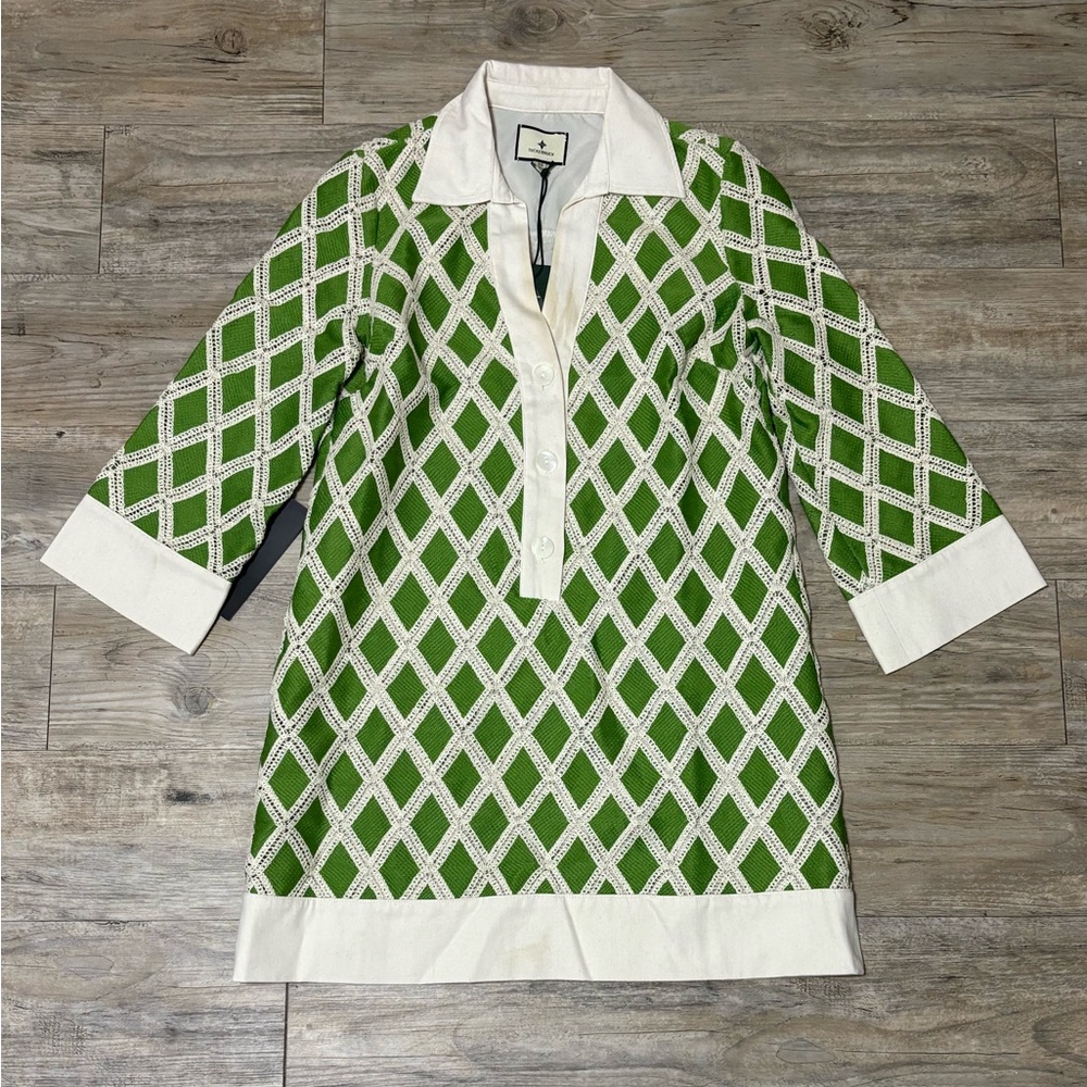 Tuckernuck Women's Kelly Green Crochet Collier Dress, Size XS - Picture 3 of 10